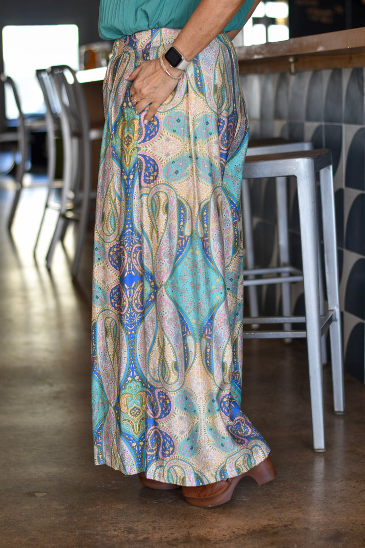 Wander Paisley Wide-Leg Pants