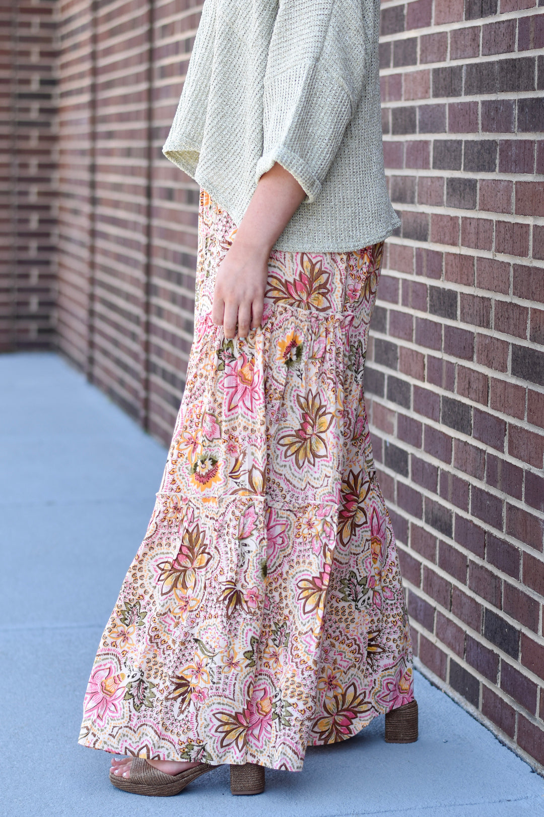 Boho Mosaic Tiered Wide Leg Pants