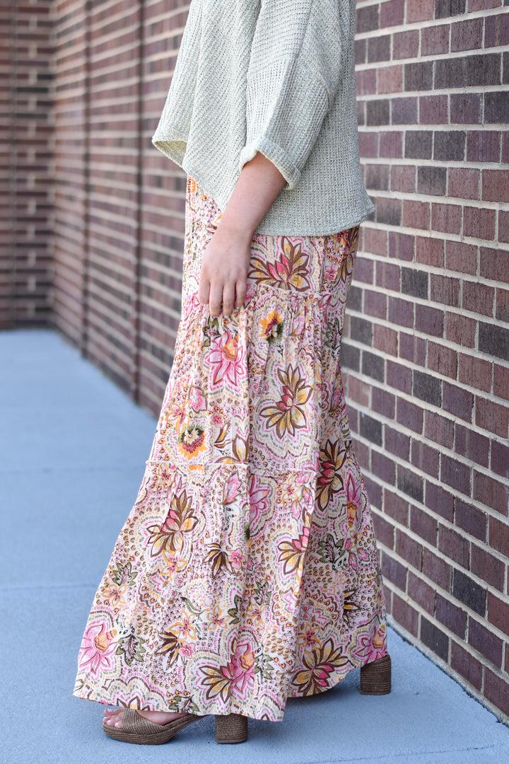 Boho Mosaic Tiered Wide Leg Pants