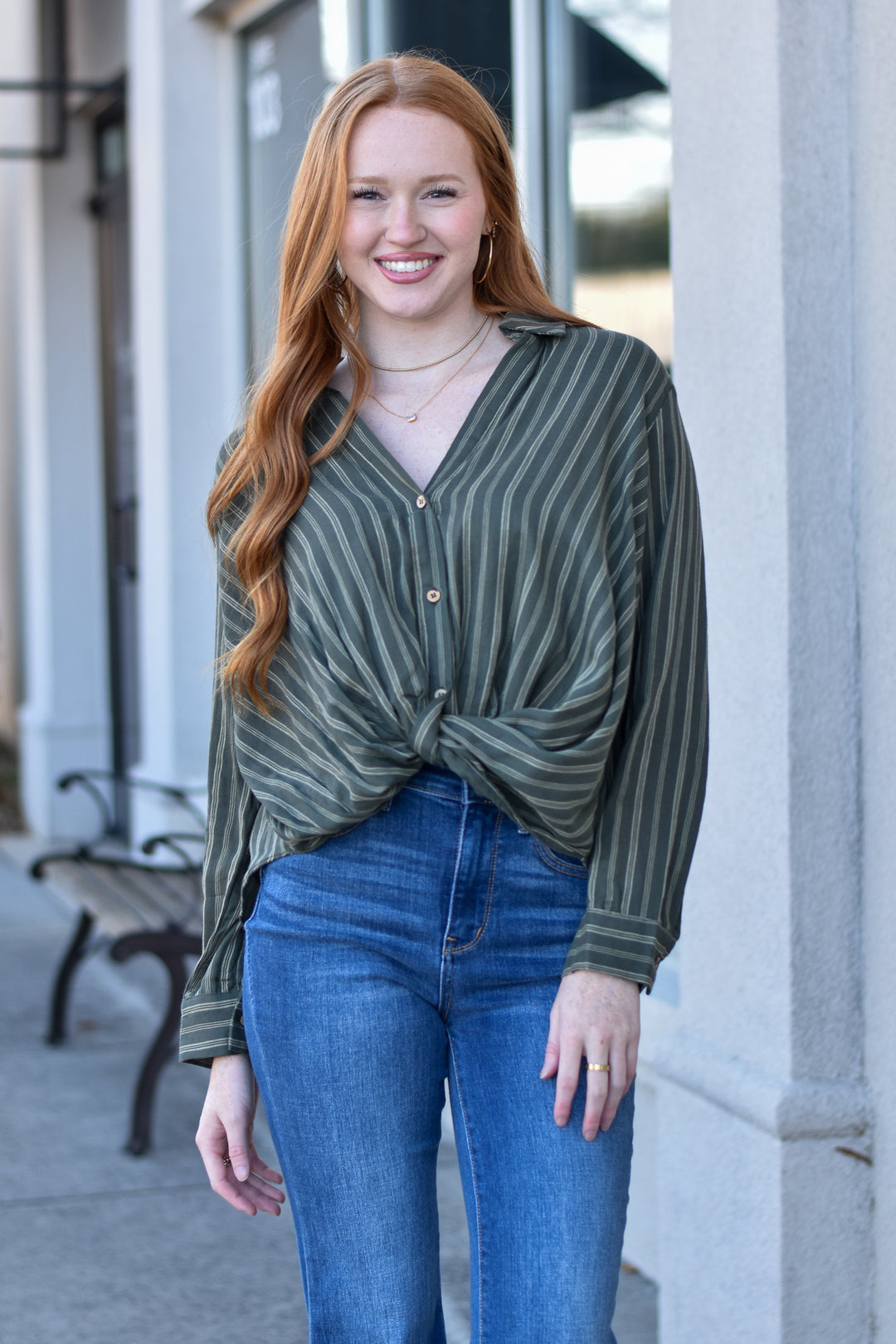 Front Knot Cotton Blouse