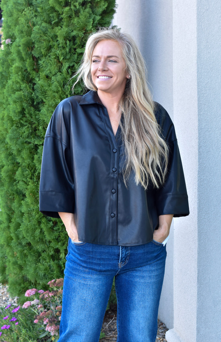 Midnight Muse Faux Leather Top