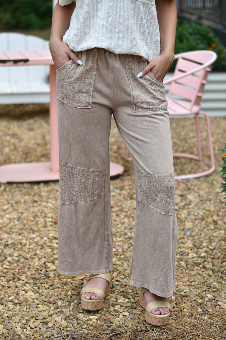 Melody Eyelet Mineral Wash Pants