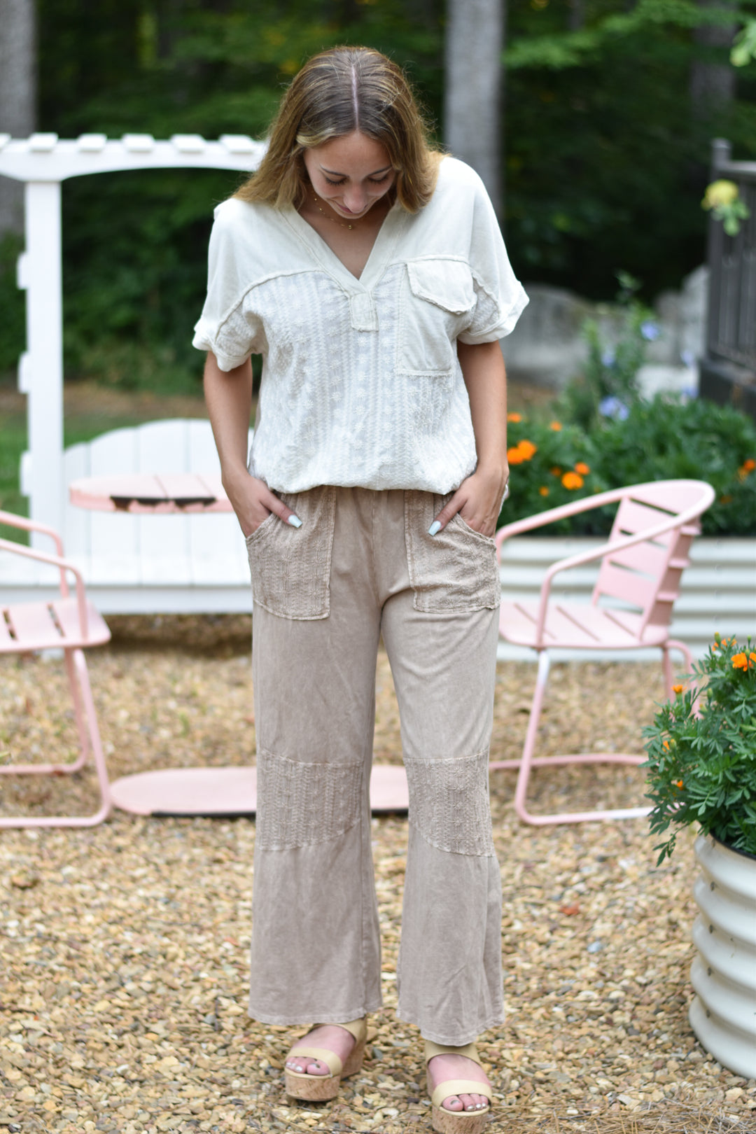 Melody Eyelet Mineral Wash Pants