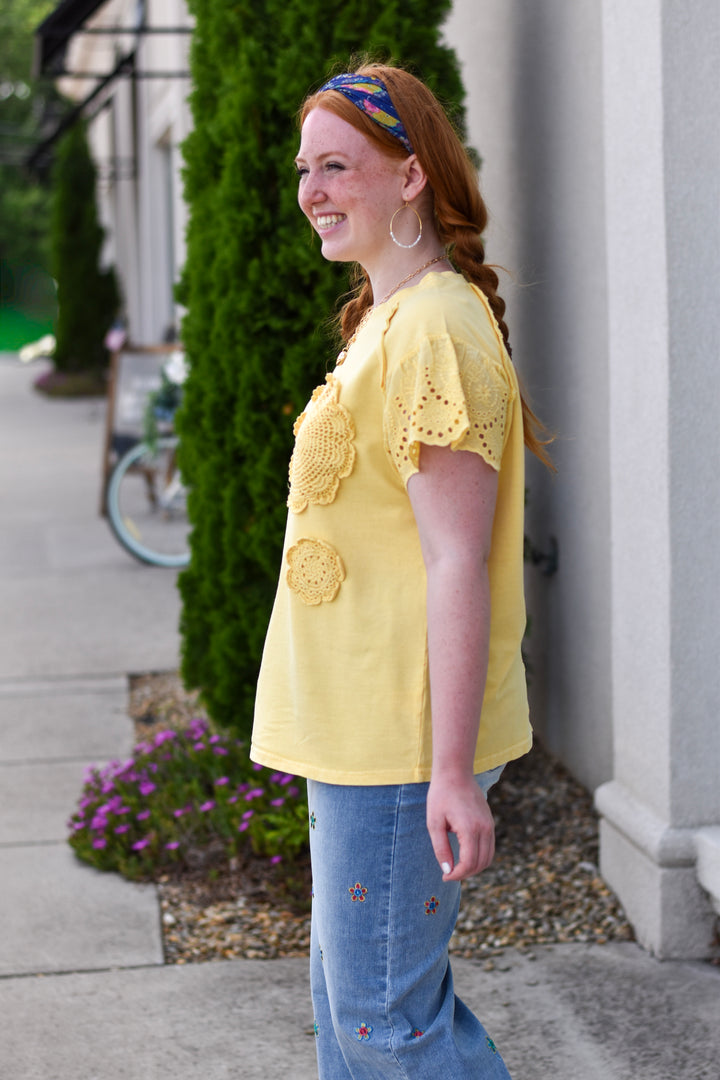 Easel's Vintage Bloom Chrochet Top
