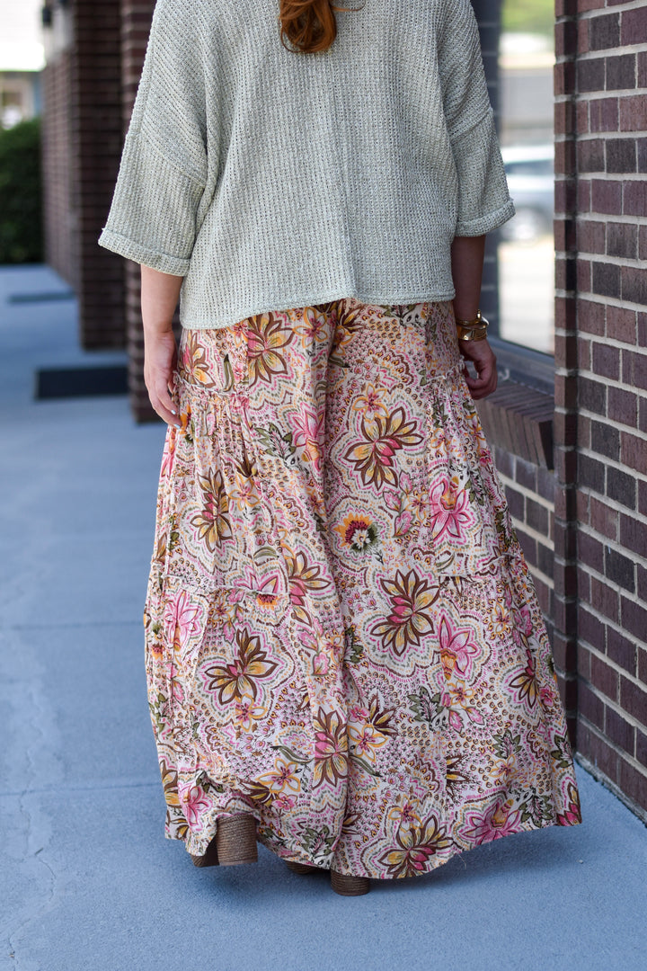 Boho Mosaic Tiered Wide Leg Pants
