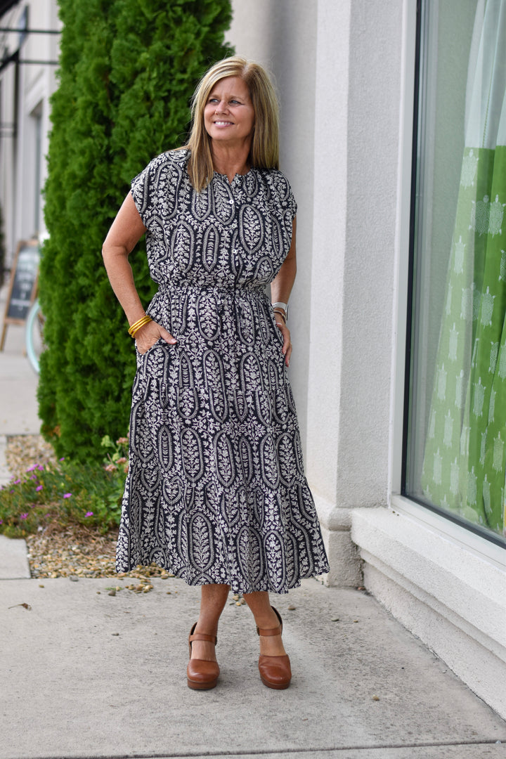 Pinch Midnight Plams Tiered Dress
