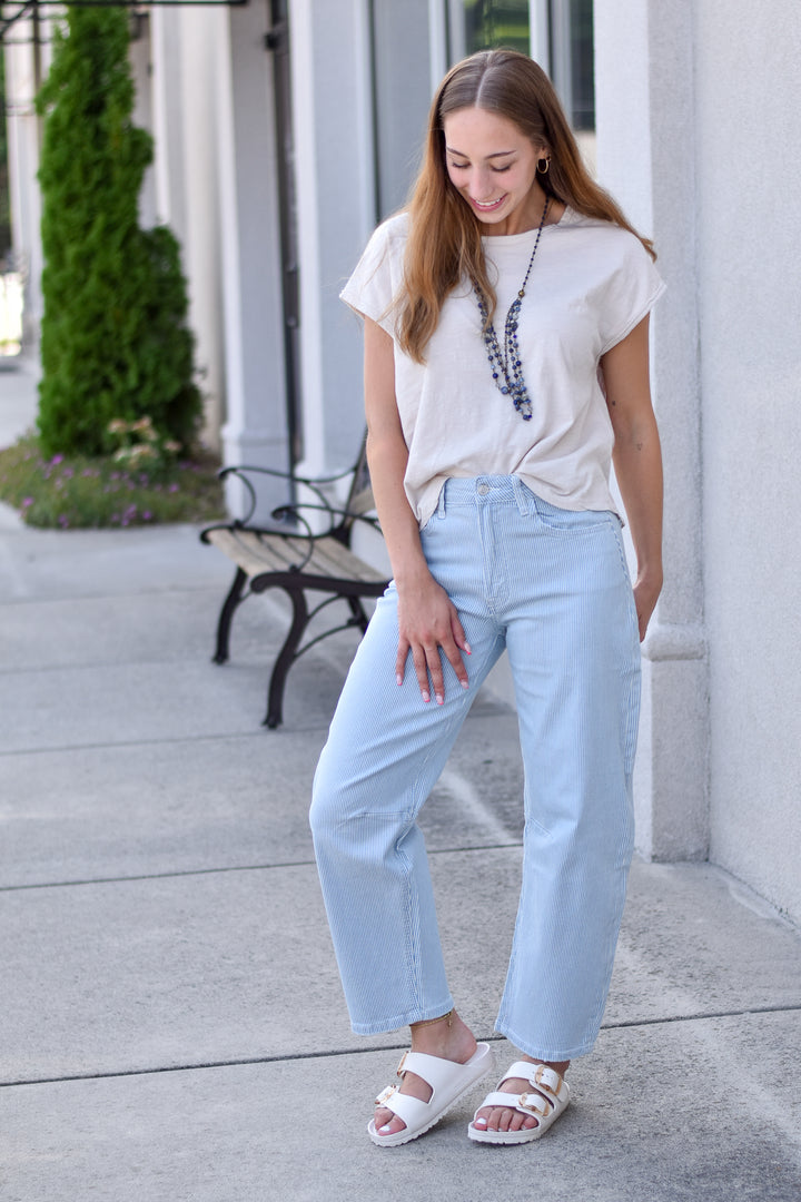 Urban Stripe Barrel Jeans