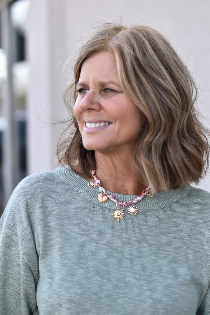 Sunflower Charm Bandana Necklace