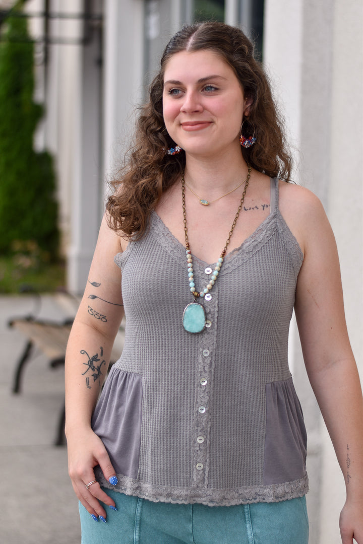 Boho Thermal Cami Knit Top