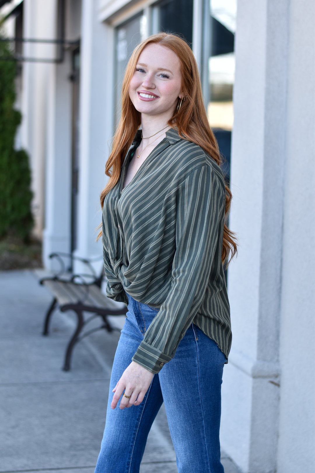 Front Knot Cotton Blouse