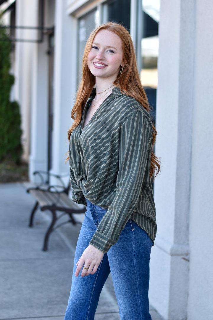 Front Knot Cotton Blouse