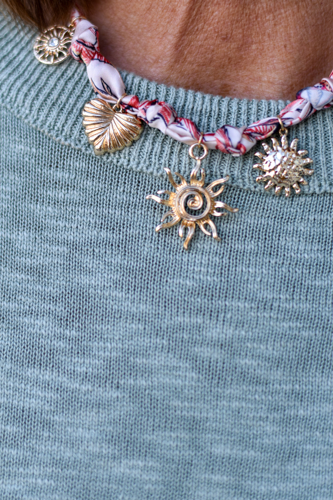 Sunflower Charm Bandana Necklace