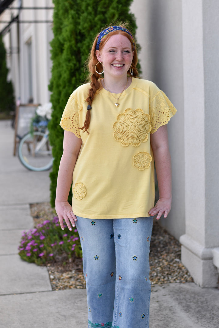Easel's Vintage Bloom Chrochet Top