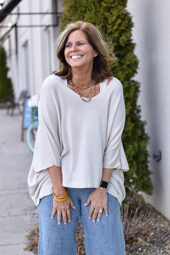 Tempo Paris Knit Poncho Top
