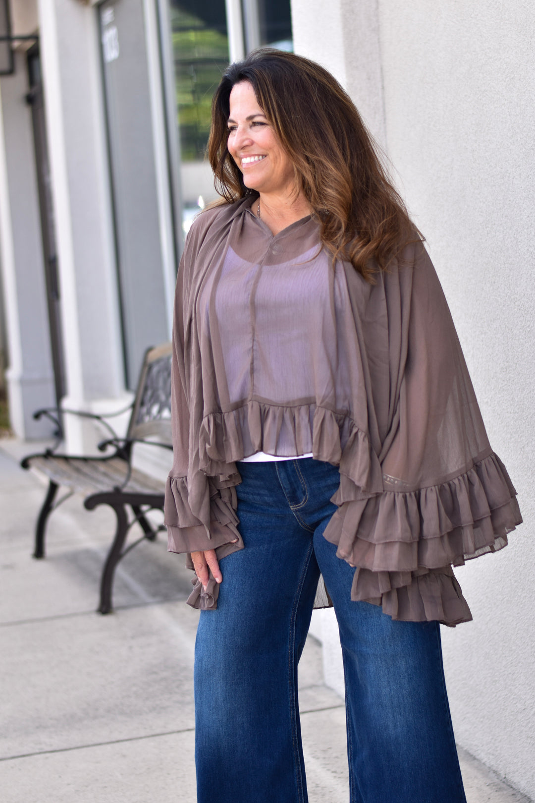 Oli & Hali Sheer Ruffle Blouse