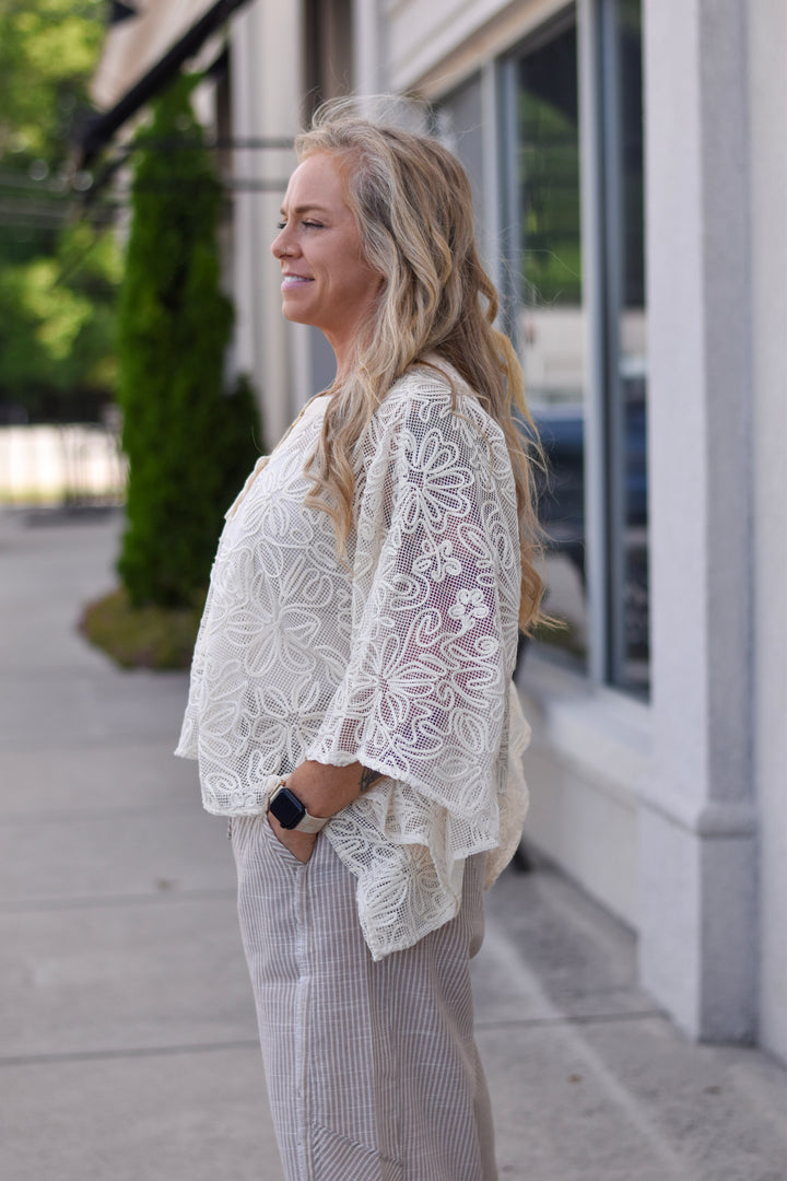 Embroidered Dolman Sleeve Top