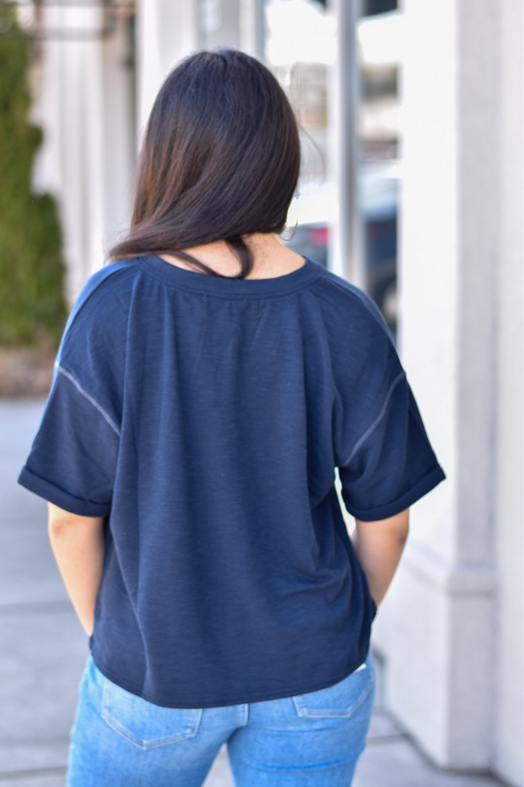 Everyday Contrast Stitch Knit Tee