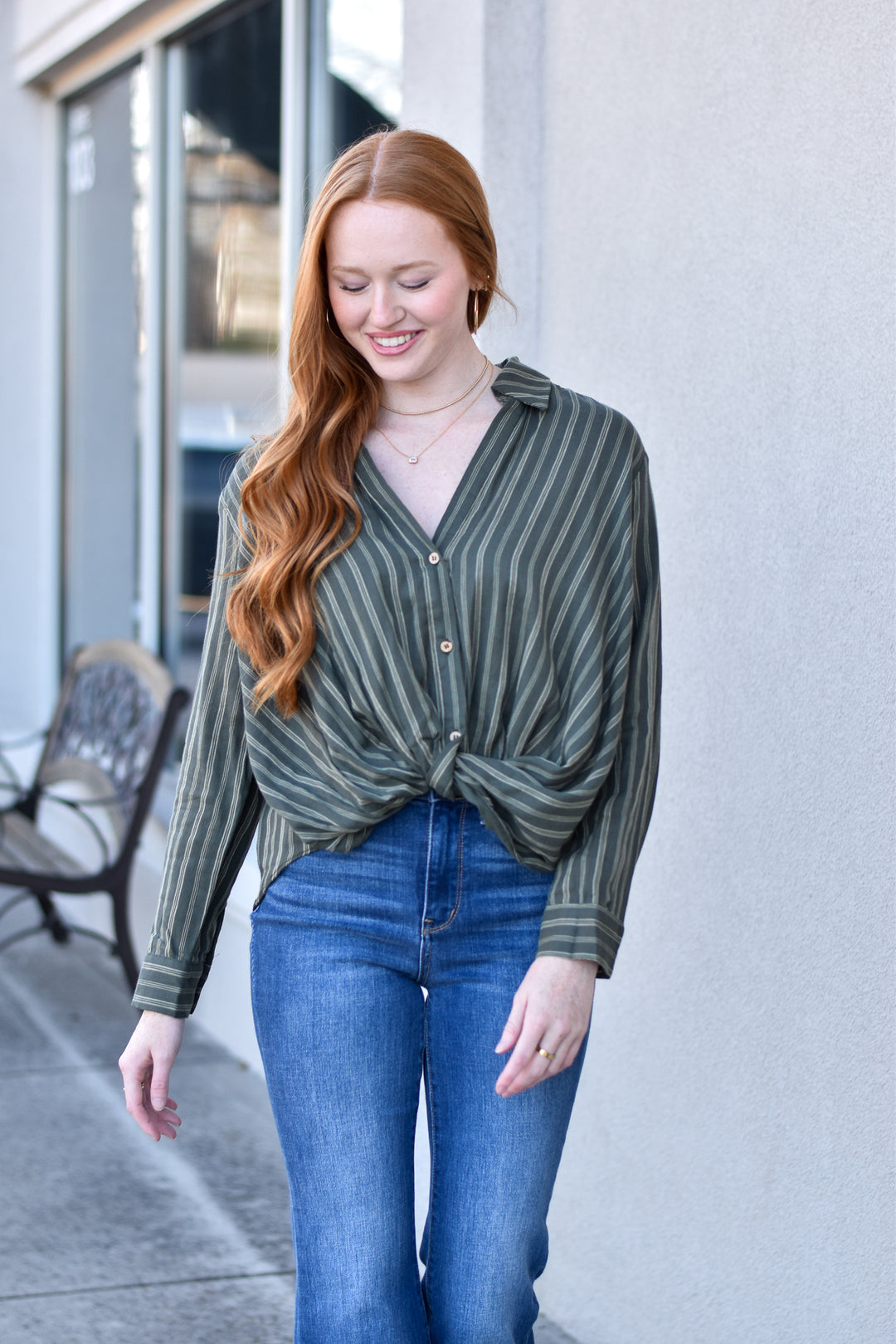 Front Knot Cotton Blouse