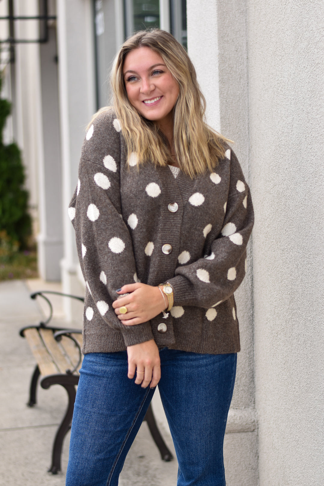 Mocha Bliss Dot Cardigan