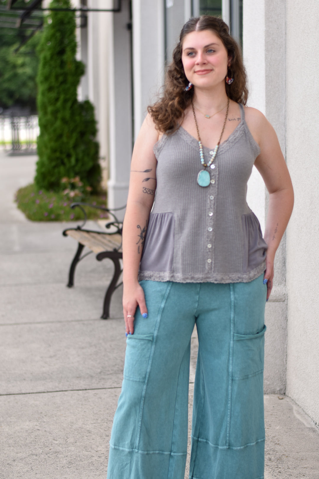 Boho Thermal Cami Knit Top