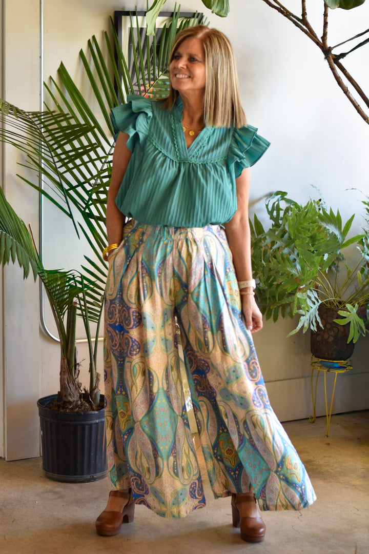 Wander Paisley Wide-Leg Pants