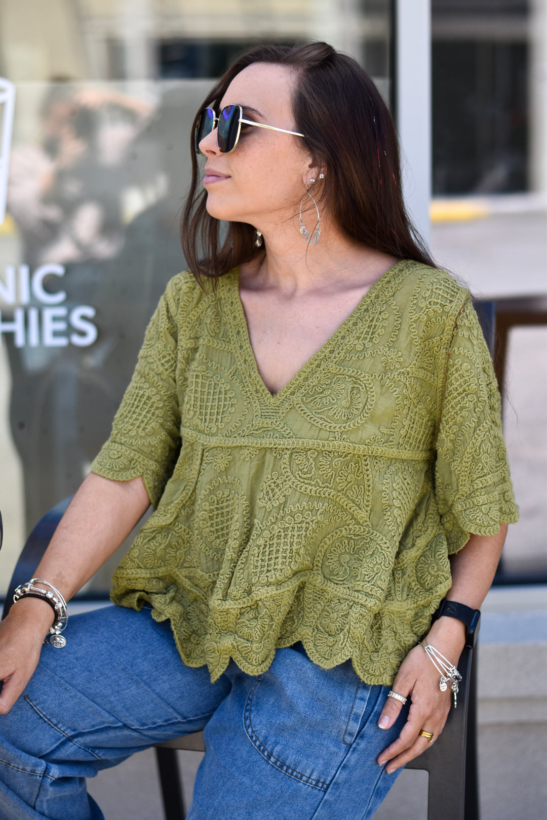 Pol Vintage Wash Crochet Top