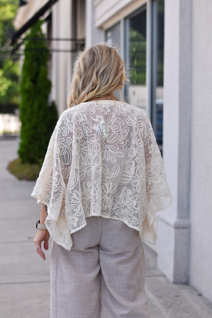 Embroidered Dolman Sleeve Top