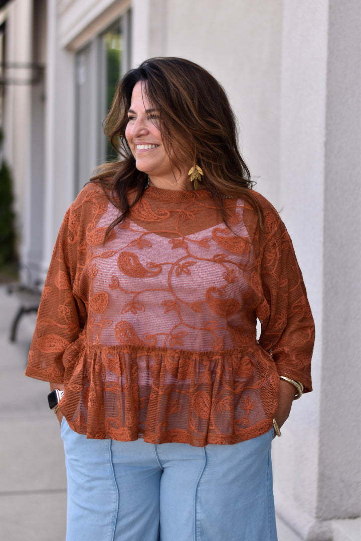 Easel Earthbound Lace Top