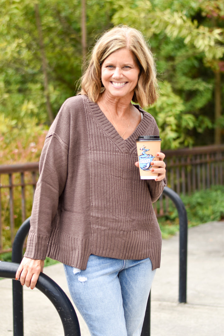 Latte Love V-Neck Sweater