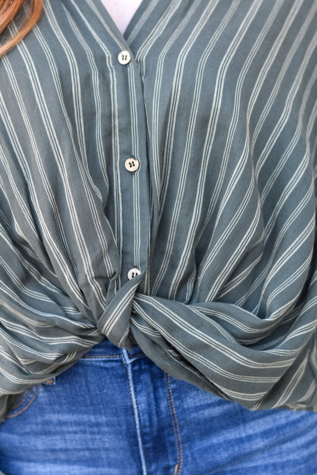 Front Knot Cotton Blouse