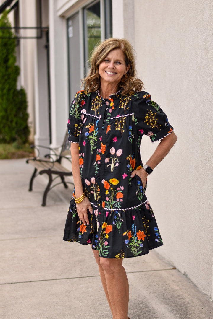 Midnight Garden Floral Dress
