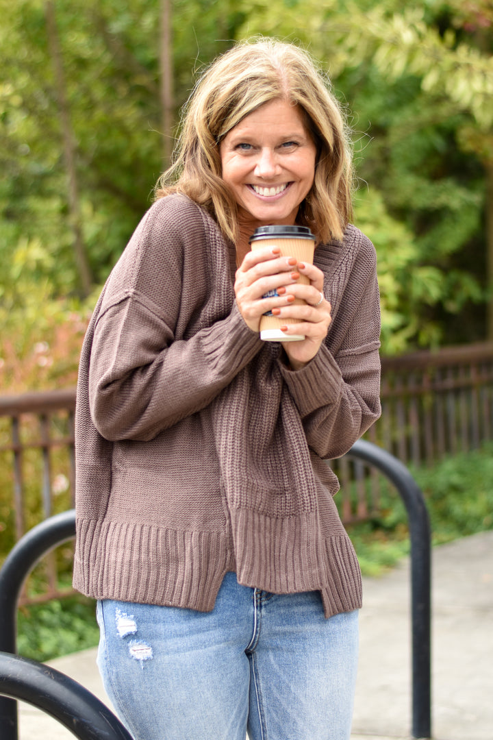 Latte Love V-Neck Sweater