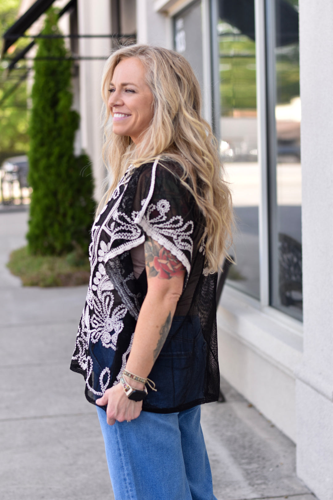 Midnight Muse Embroidered Poncho Top