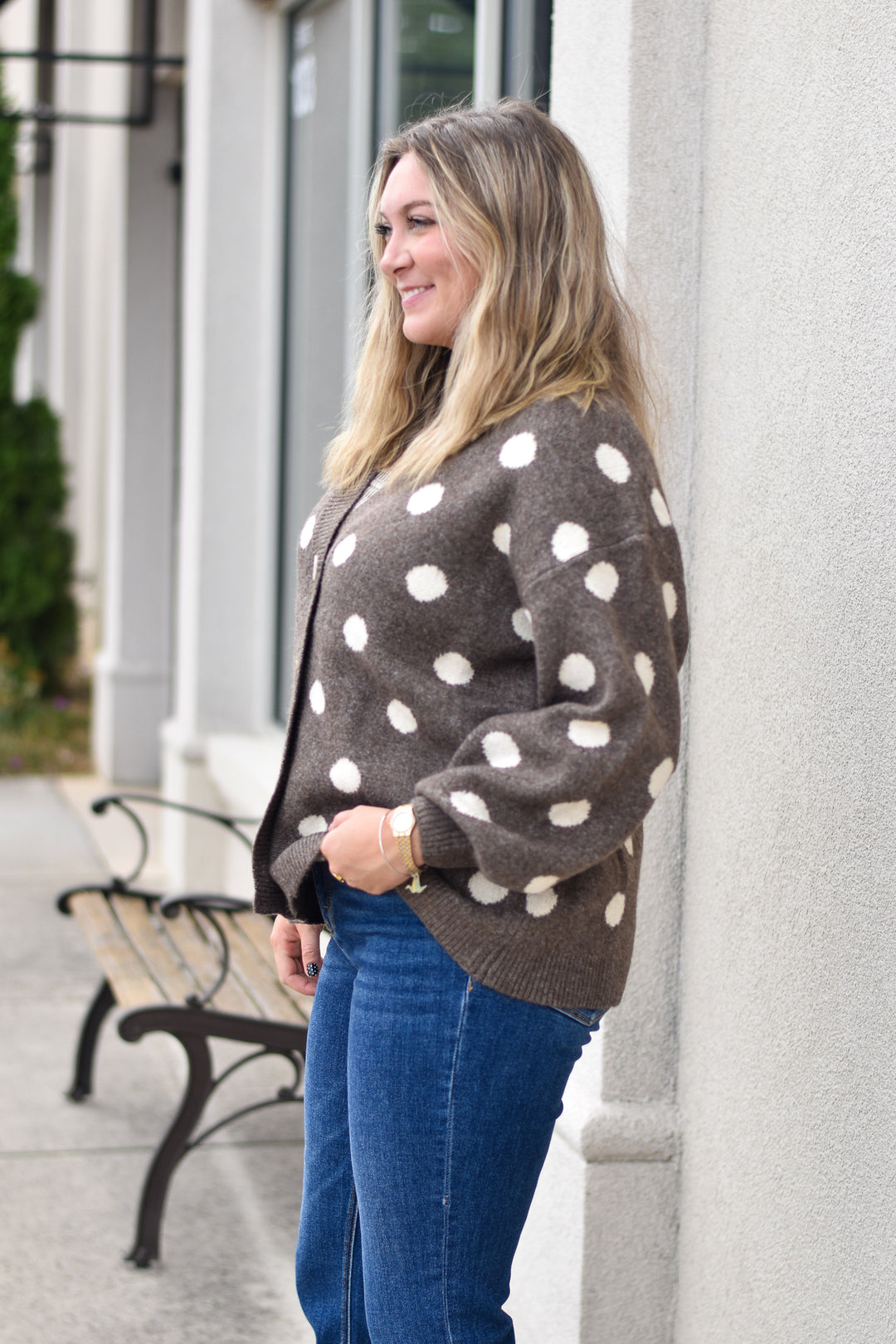 Mocha Bliss Dot Cardigan
