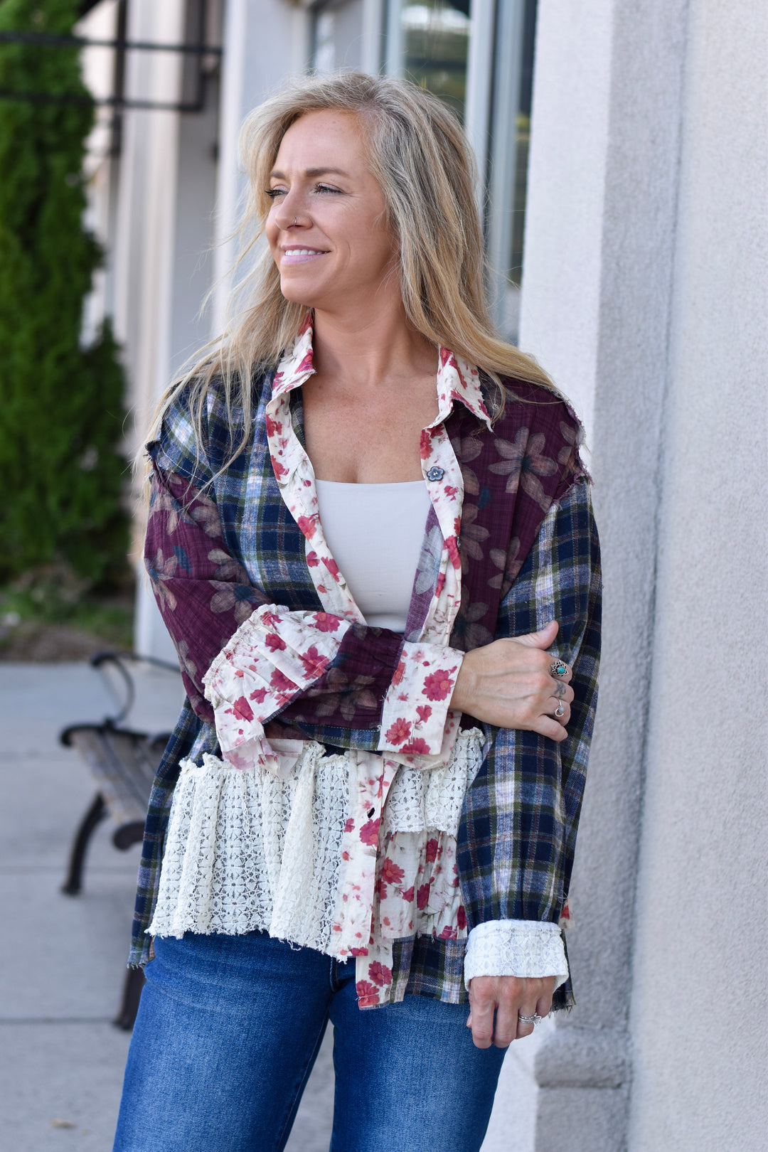 Pol Patchwork Button-Up Shirt