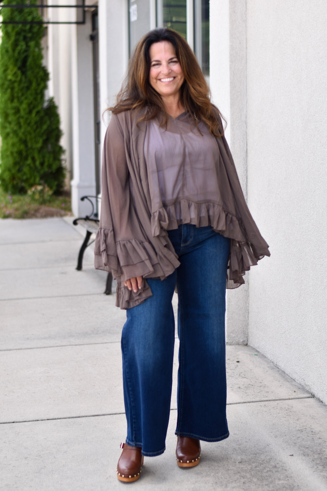 Oli & Hali Sheer Ruffle Blouse