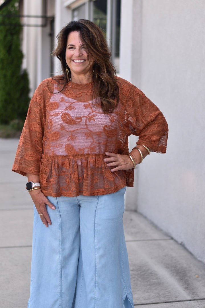 Easel Earthbound Lace Top