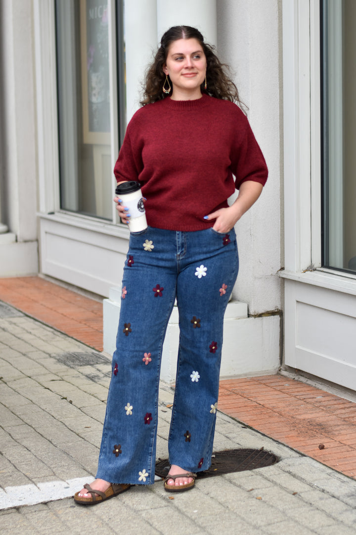 Charlie B Floral Wide Leg Jeans