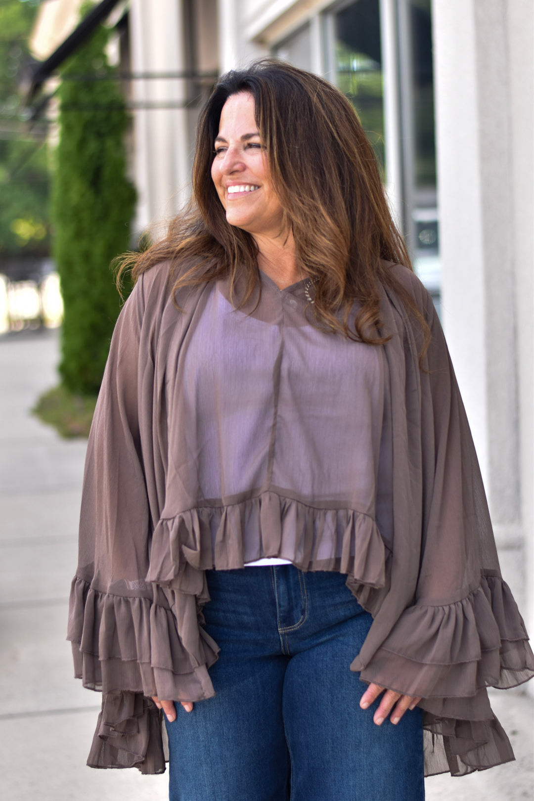 Oli & Hali Sheer Ruffle Blouse
