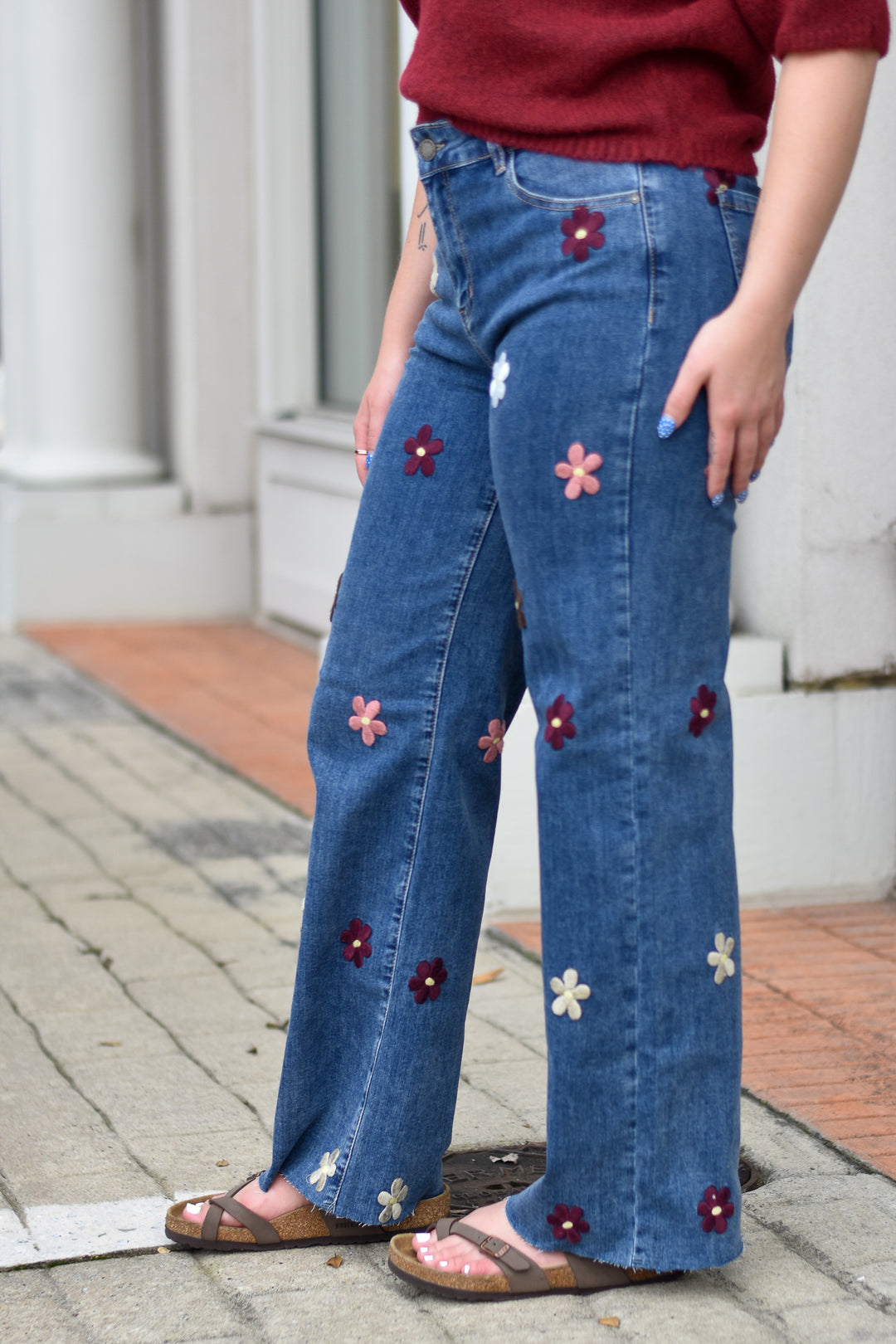 Charlie B Floral Wide Leg Jeans