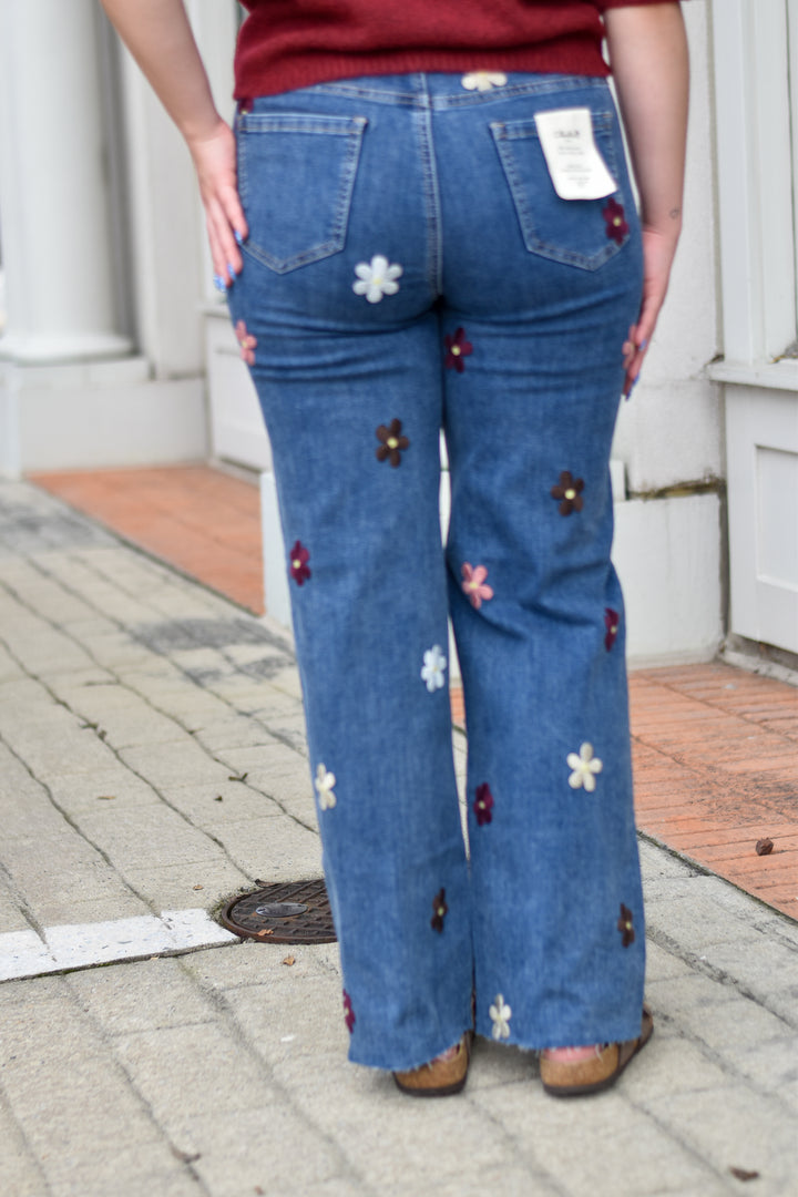 Charlie B Floral Wide Leg Jeans