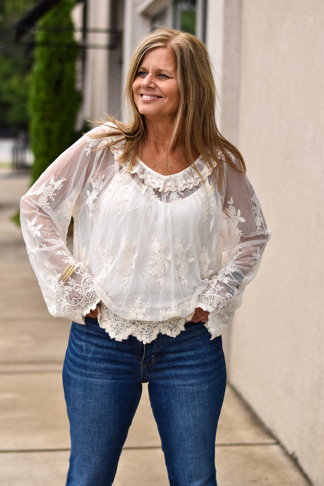Easel Romantic Lace Blouse