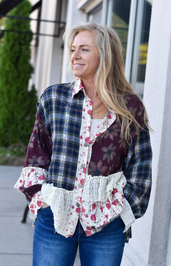 Pol Patchwork Button-Up Shirt