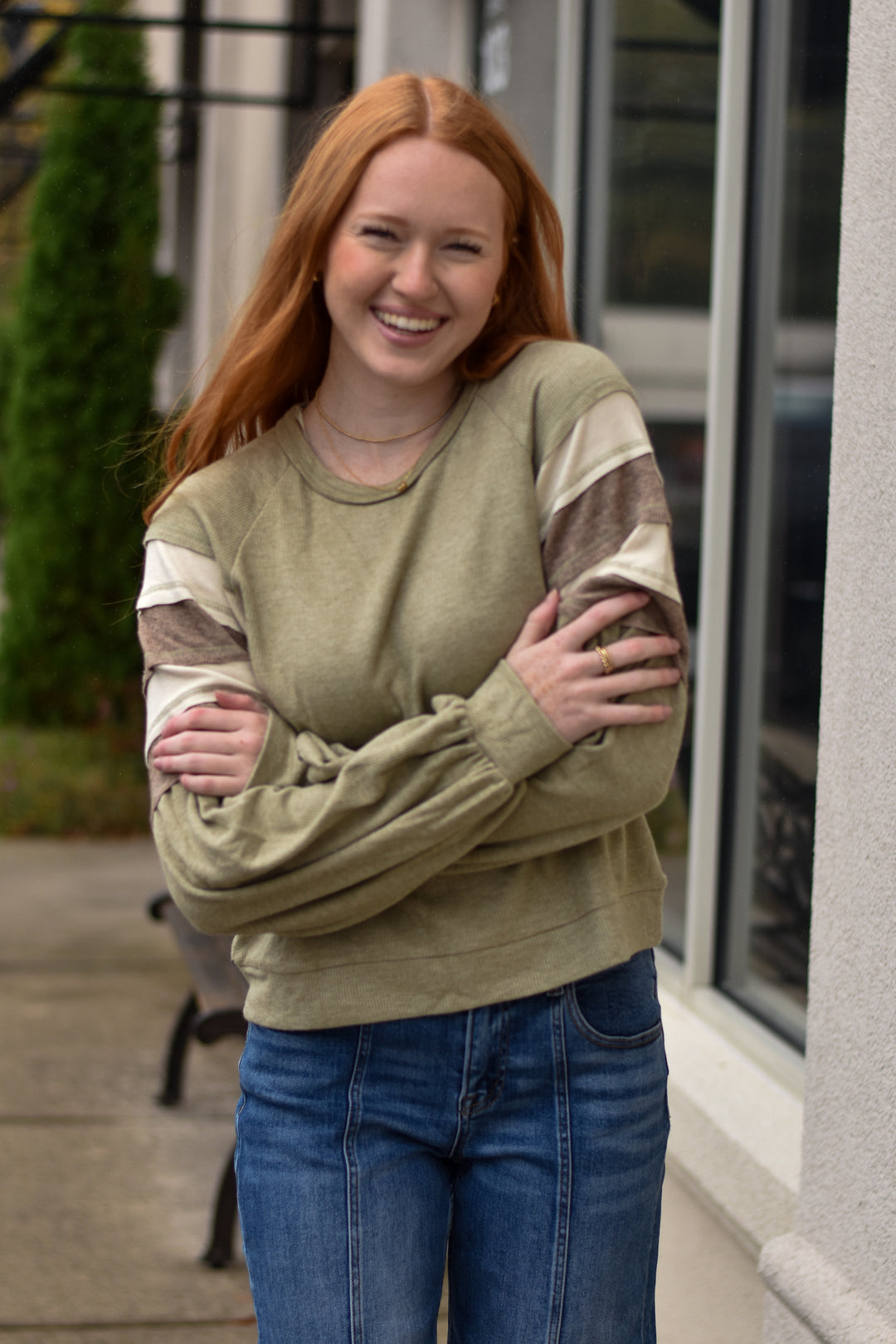 Retro Stripe Block Top