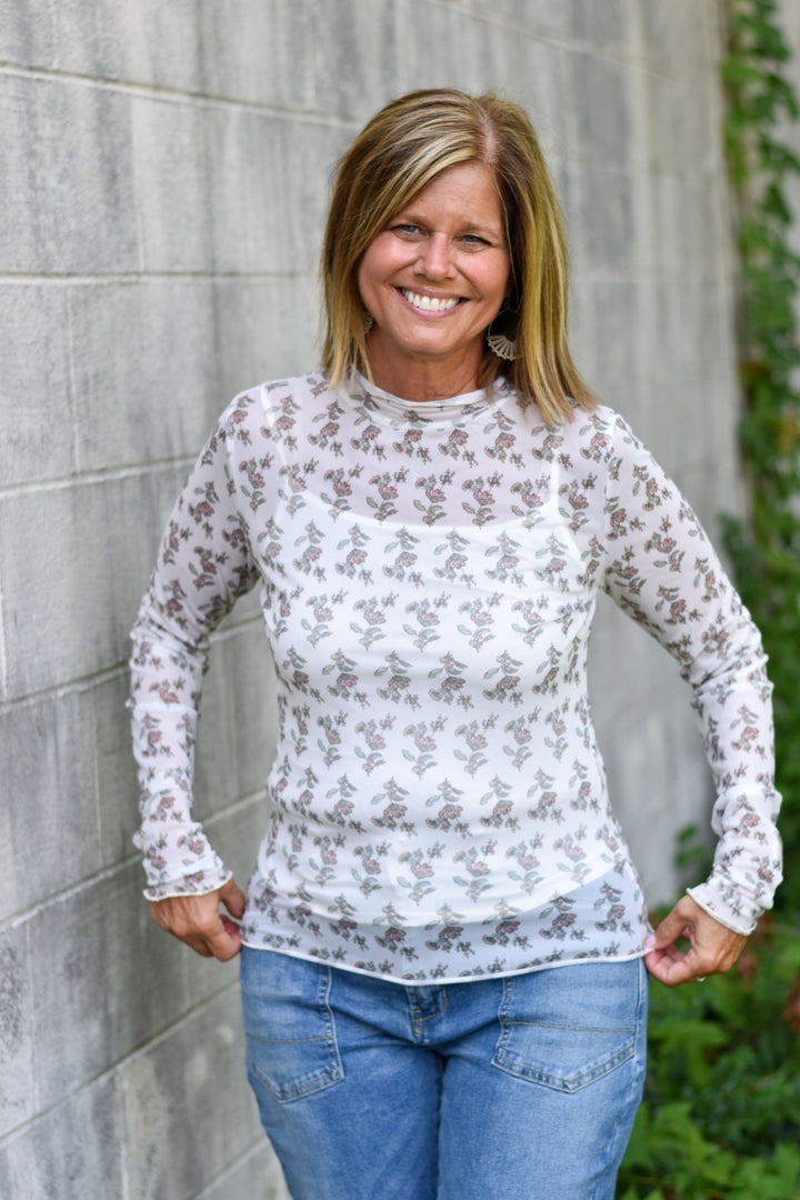 Mesh Floral Top