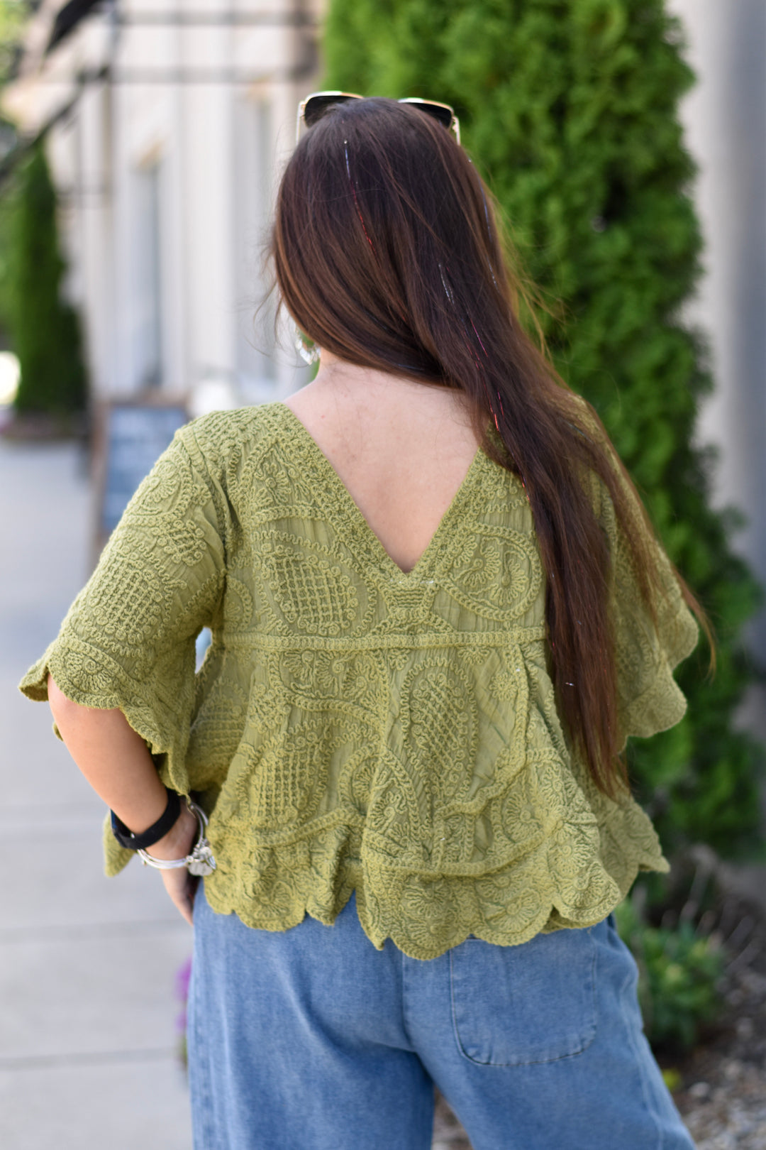 Pol Vintage Wash Crochet Top
