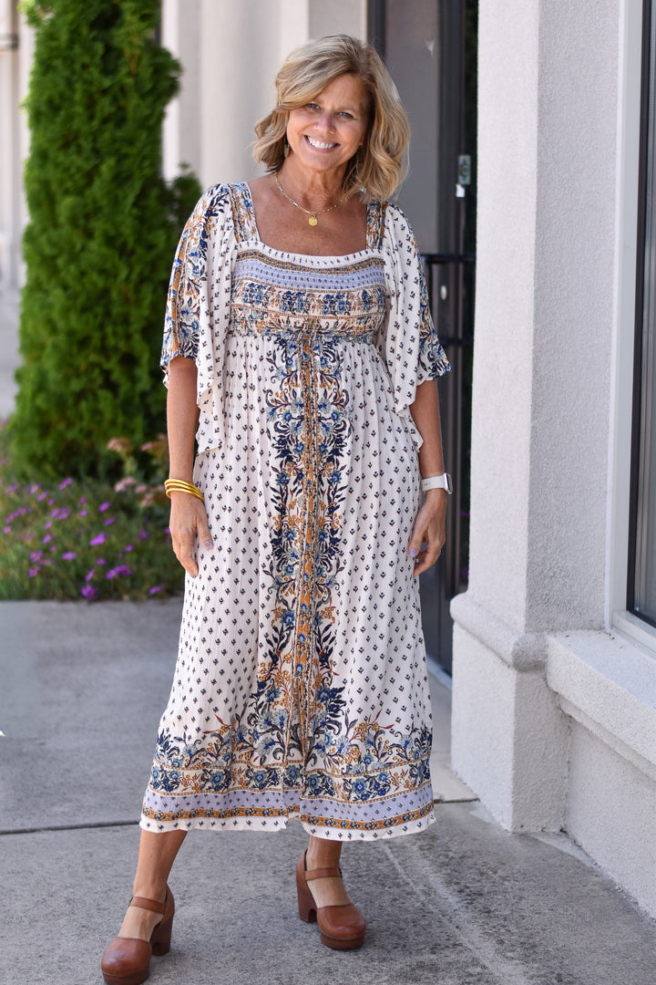 Boheme Border Midi Dress
