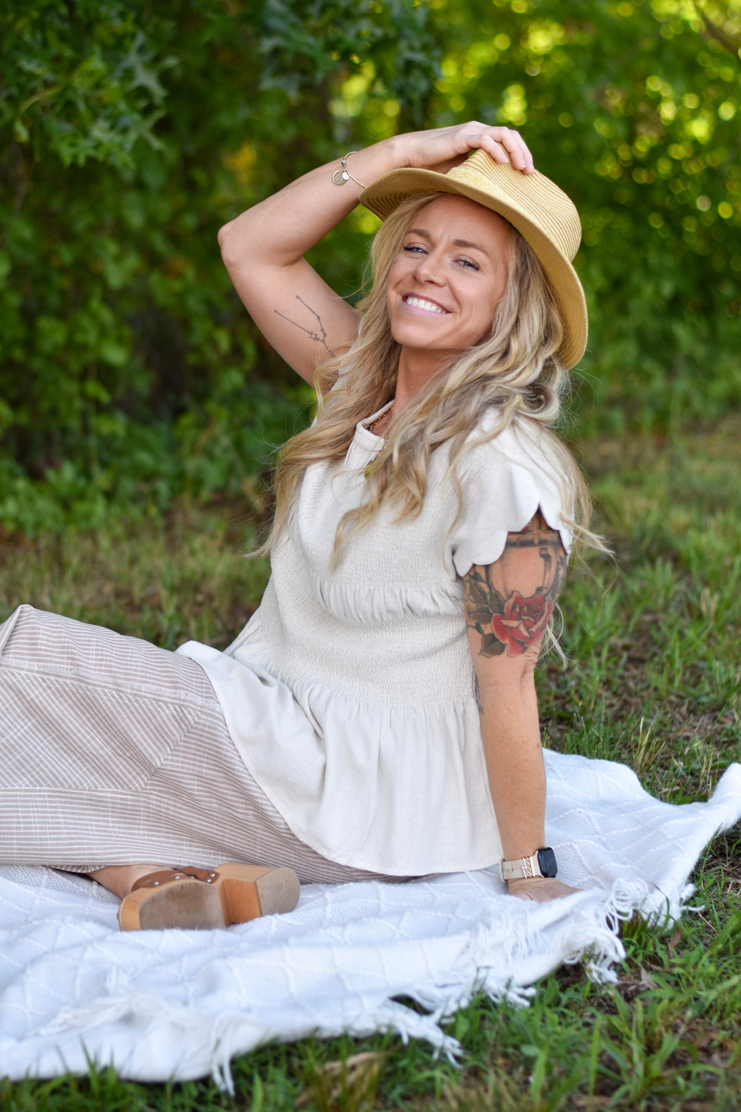Umgee Sunwashed Linen Peplum Top