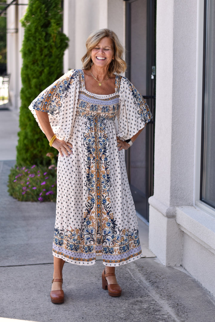 Boheme Border Midi Dress
