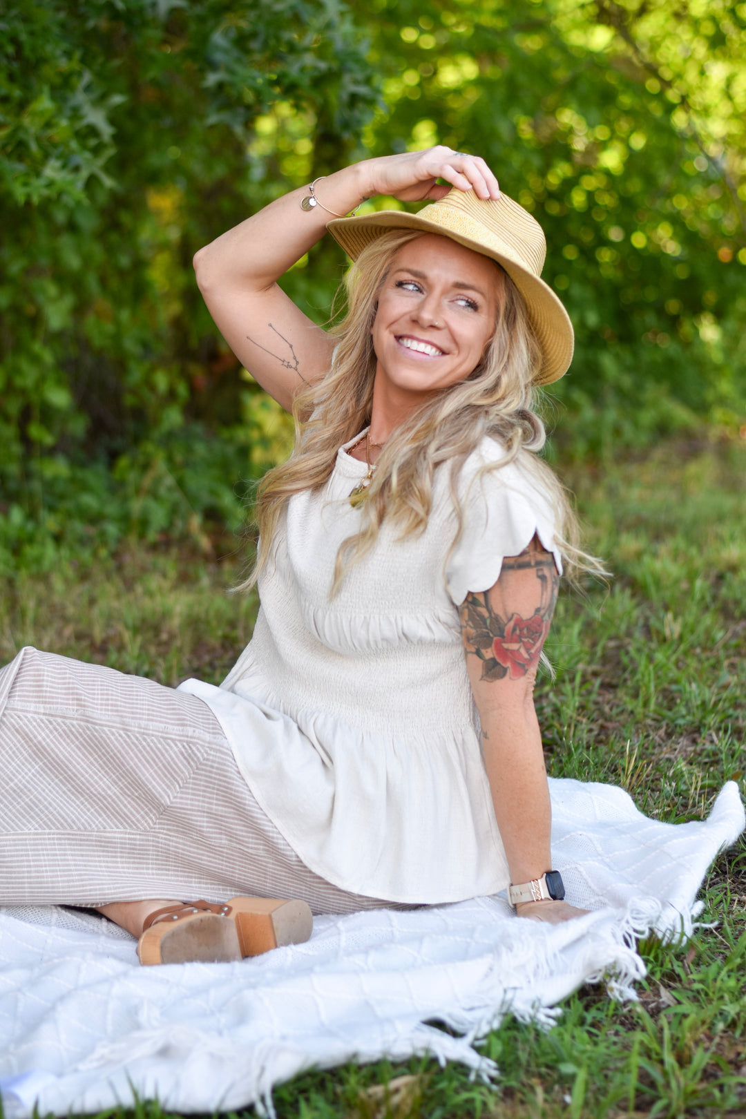 Umgee Sunwashed Linen Peplum Top